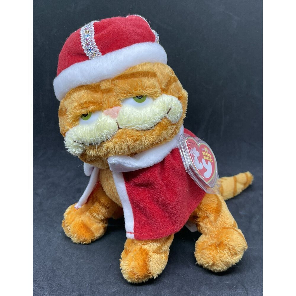 Vintage Garfield His Majesty TY Beanie Babies Plush Stuffed Toy King‎ MWMT